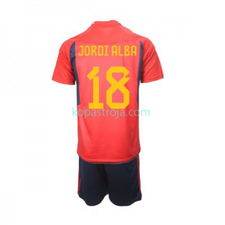 Billiga Fotbollströjor Spanien Jordi Alba 18 Barn Hemma tröja WM 2022 Kortärmad